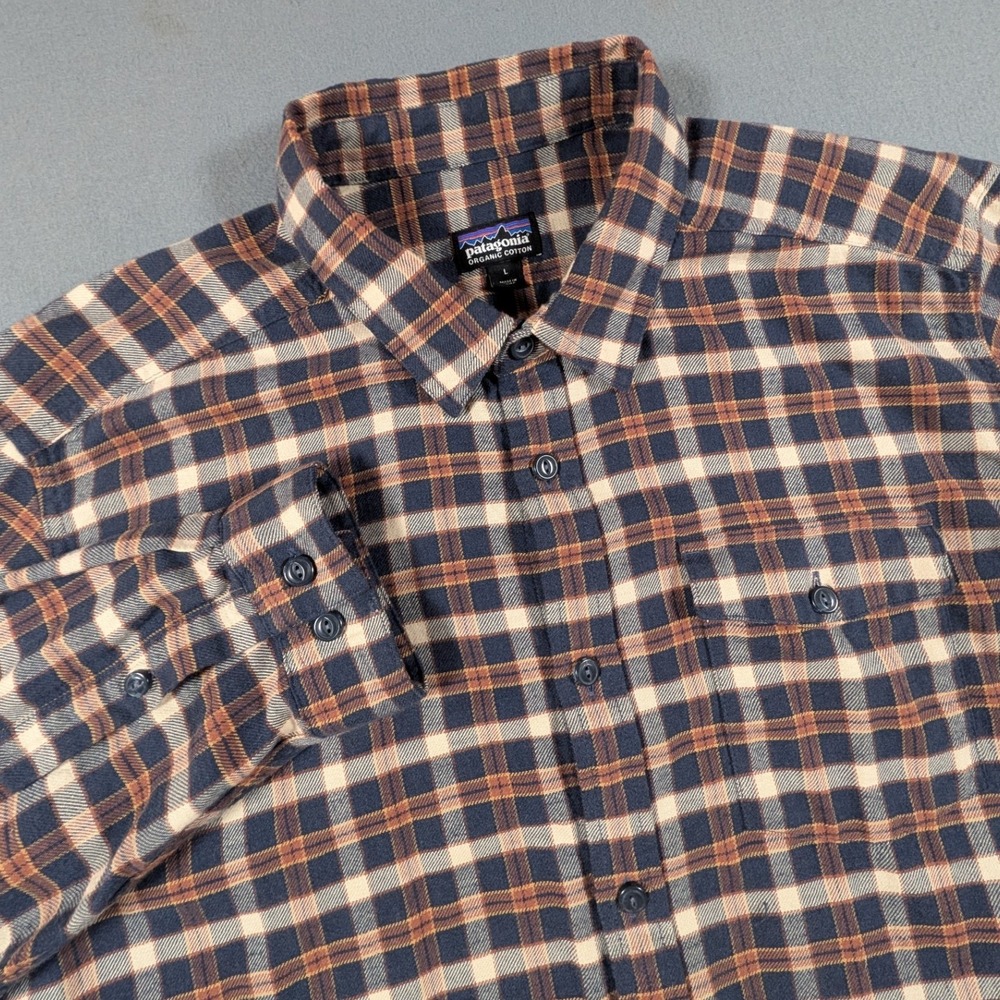 Patagonia Flannel Shirt Mens Size Large Plaid Organic Cotton Long Sleeve